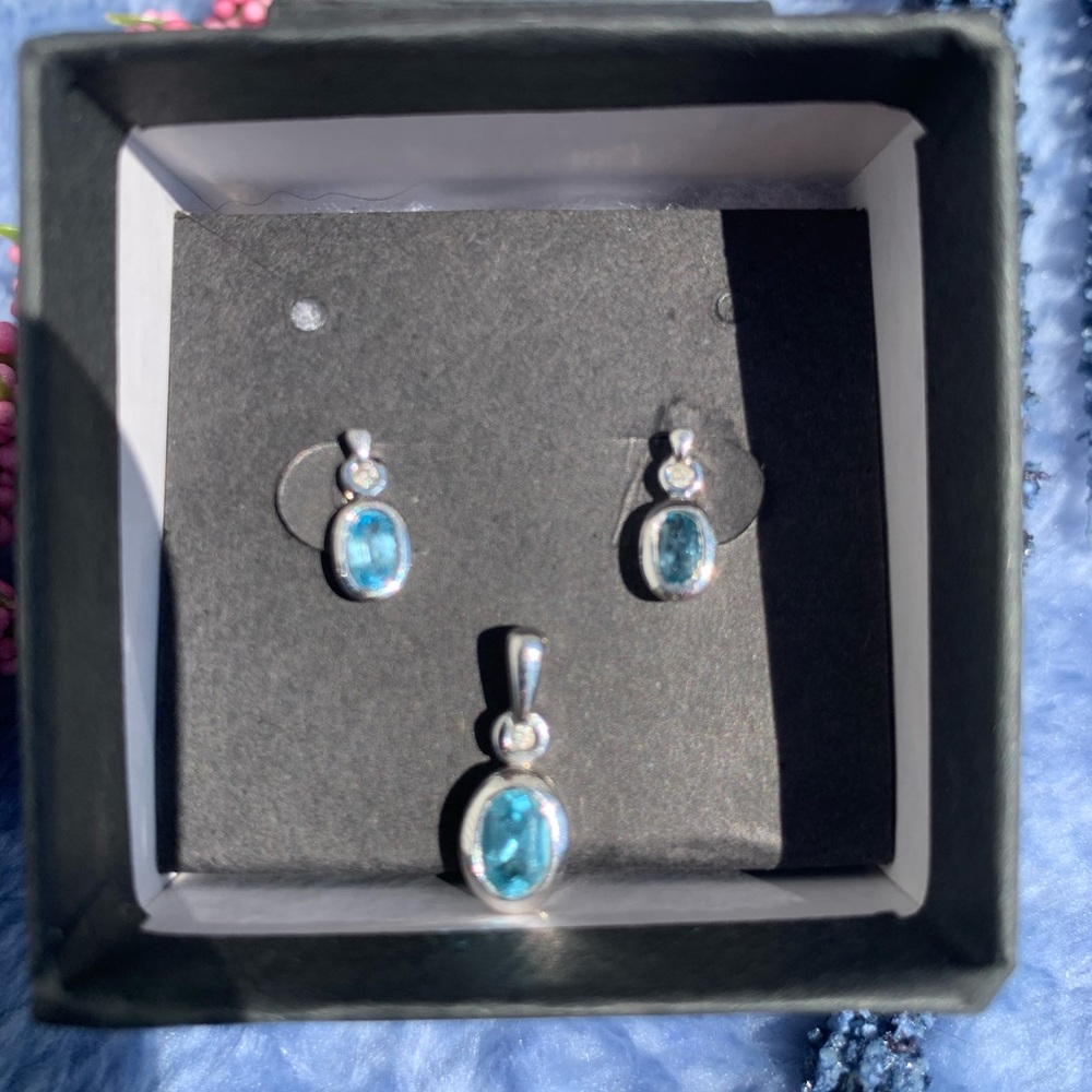 Blue topaz earrings and pendant